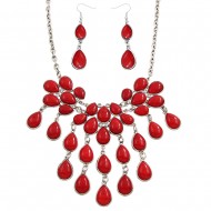 Coral Stone Necklace Set