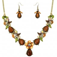 Flower Necklace Earring Set