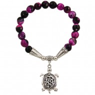 Black Fuchsia Agate Bracelet