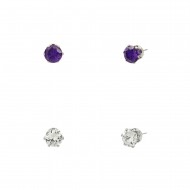 CZ Post Earring 4mm 2 in 1 