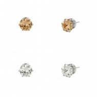 CZ Post Earring 6mm 2 in 1 