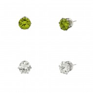 CZ Post Earring 6mm 2 in 1 