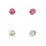 CZ Post Earring 6mm 2 in 1 