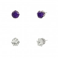 CZ Post Earring 6mm 2 in 1 