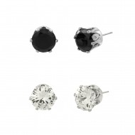 CZ Post Earring 8mm 2 in 1 