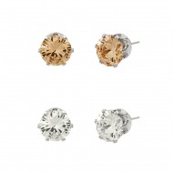 CZ Post Earring 8mm 2 in 1 