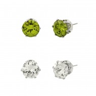 CZ Post Earring 8mm 2 in 1 