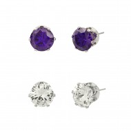 CZ Post Earring 8mm 2 in 1 