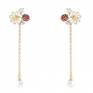 Flower & Ladybug Earring
